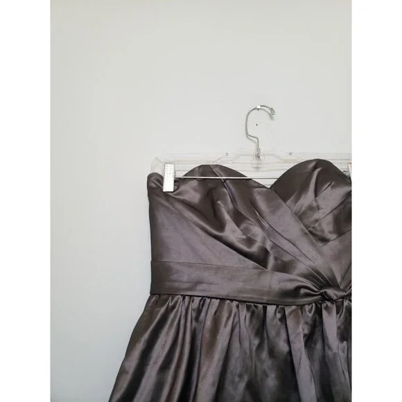 Alfred Angelo Womens 4 Bridesmaid Dress Prom Formal Strapless Shiny Gray Long - Picture 4 of 5